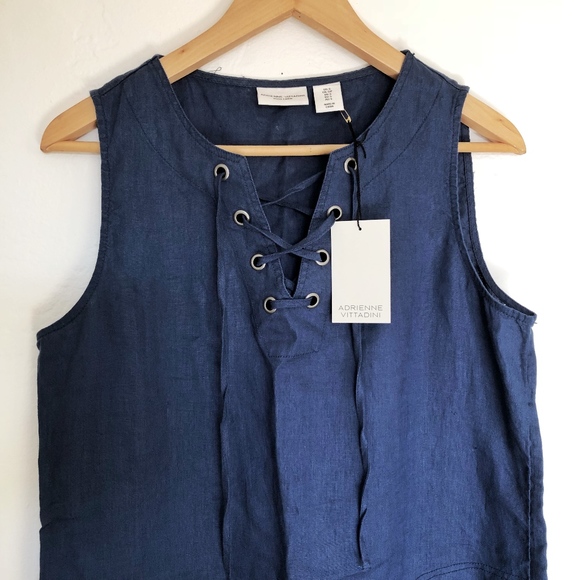 Adrienne Vittadini NAVY Linen Dress - Picture 3 of 6